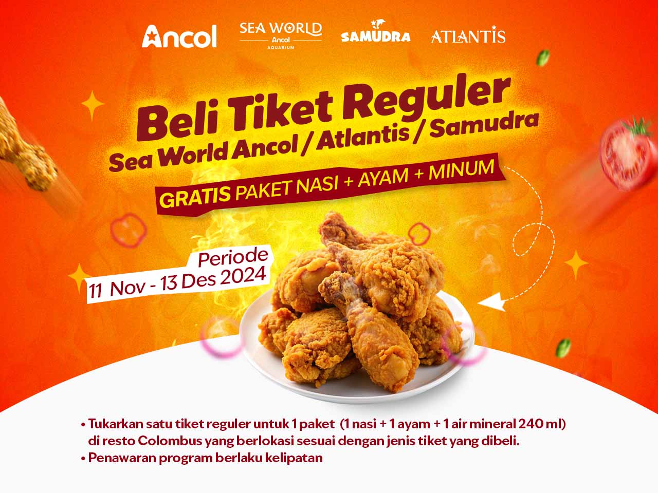 Rekreasi ke Ancol, GRATIS Paket Nasi Ayam Colombus!